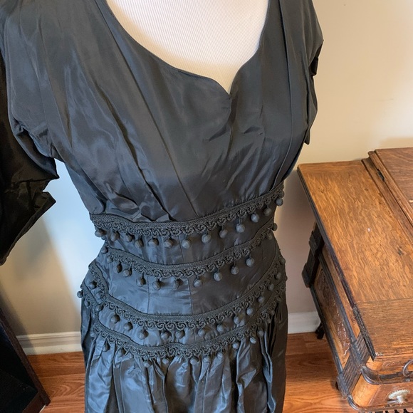 Vintage 1950’s Black Taffeta Dress - Picture 3 of 8